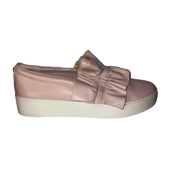 Michael Kors Bella Slip On Ruffle Sneaker Soft Pink Size 11 - Picture 1 of 9